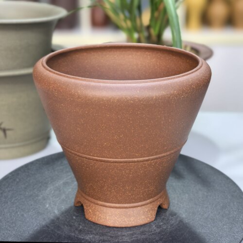 满意紫砂全手工制作精品粗砂紫泥创意光器花盆小号卖掉了可定做