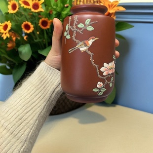 创意杂件全手工紫砂大红袍小插花瓶