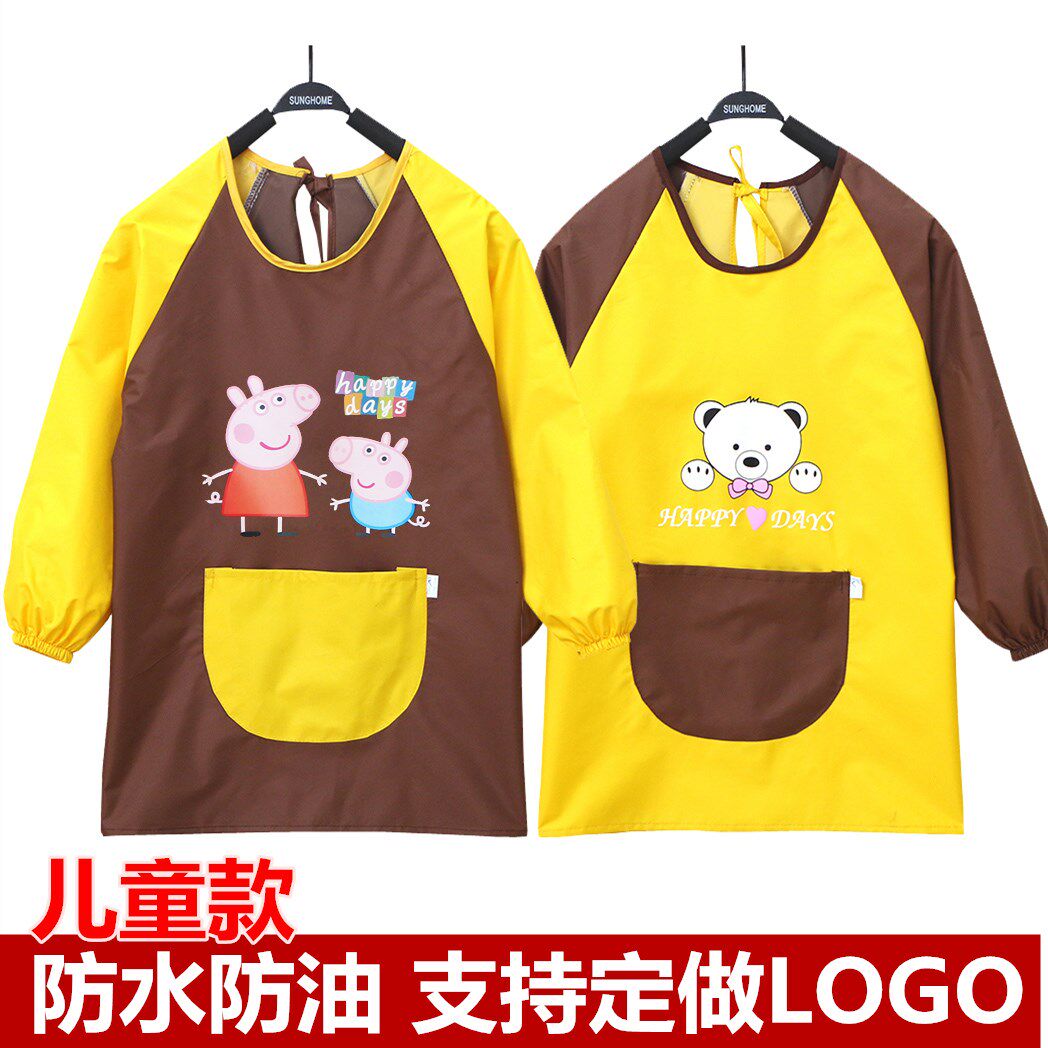 children Long sleeve apron customized logo Fine Arts apron Painting clothes painting waterproof kindergarten Burqa Printingin the Children/Baby/Family fitted , Anti-dressing/Overalls  category - from Buy2taobao.com to provide professional Taobao agent buy service