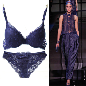 夏季青少女薄款蕾丝文胸套装女士性感小胸聚拢胸罩欧美风内衣内裤