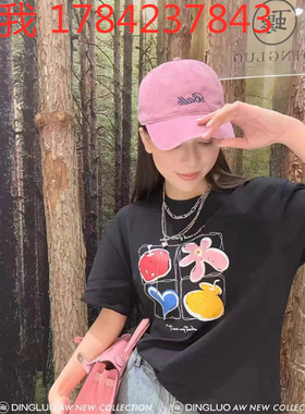 T恤丁螺GN女装2025春夏新款欧货短袖T恤字母卡通上衣宽松潮96419