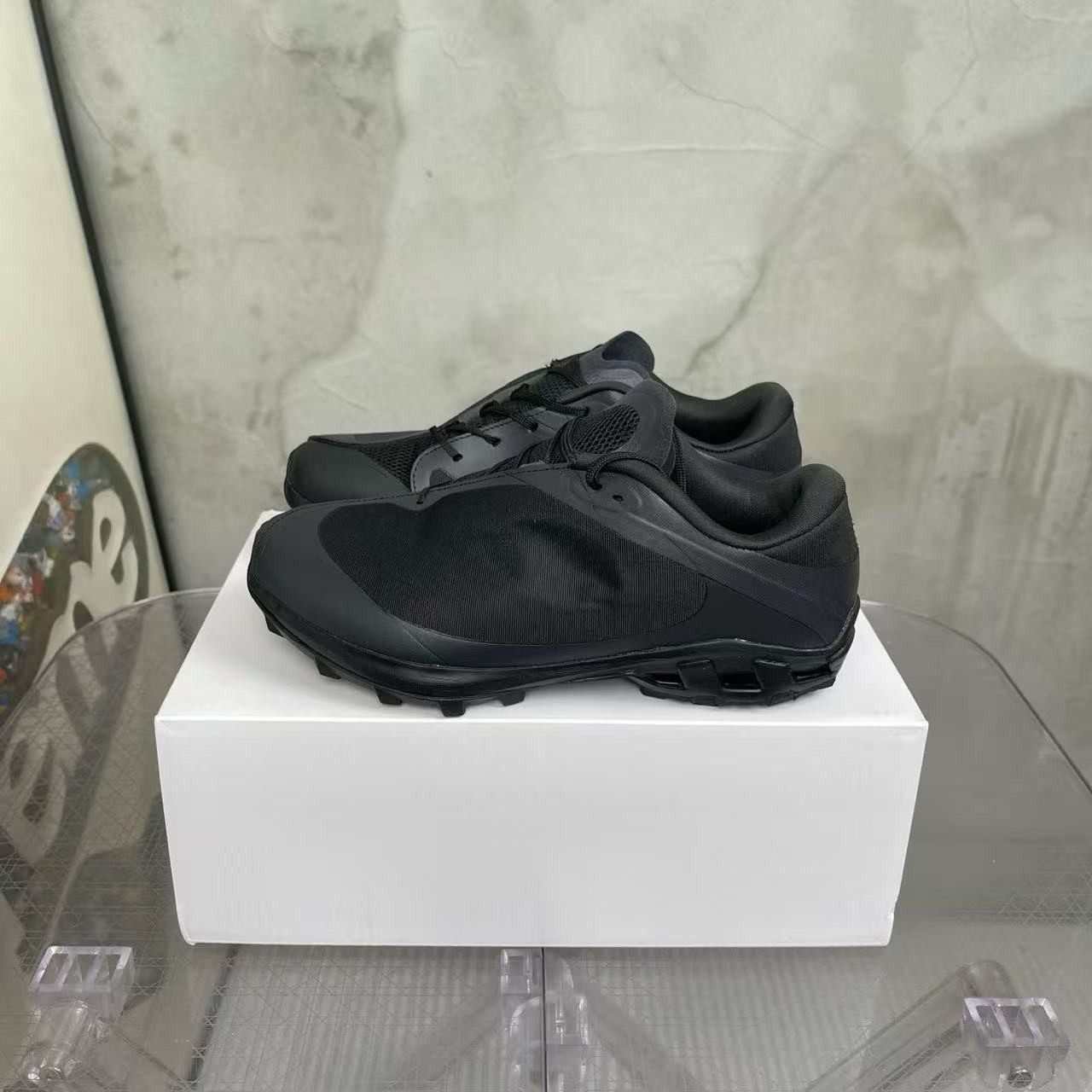 韩国联名PAF黑色运动鞋男女透气网面跑步鞋减震厚底休闲鞋潮流款