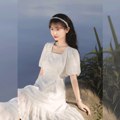 taobao agent White summer advanced dress, small design small princess costume, high-quality style, french style, suitable for teen