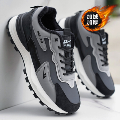 回力男鞋2025新款冬季加绒运动鞋男加厚保暖二棉鞋皮面防水休闲鞋