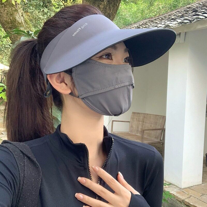 空顶遮阳帽女款夏季一体式无痕帽二件套