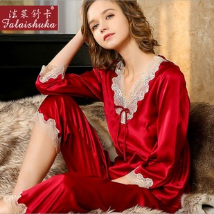 杭州法莱舒卡16mm真丝睡衣女100桑蚕丝长袖长裤高端家居服两件套