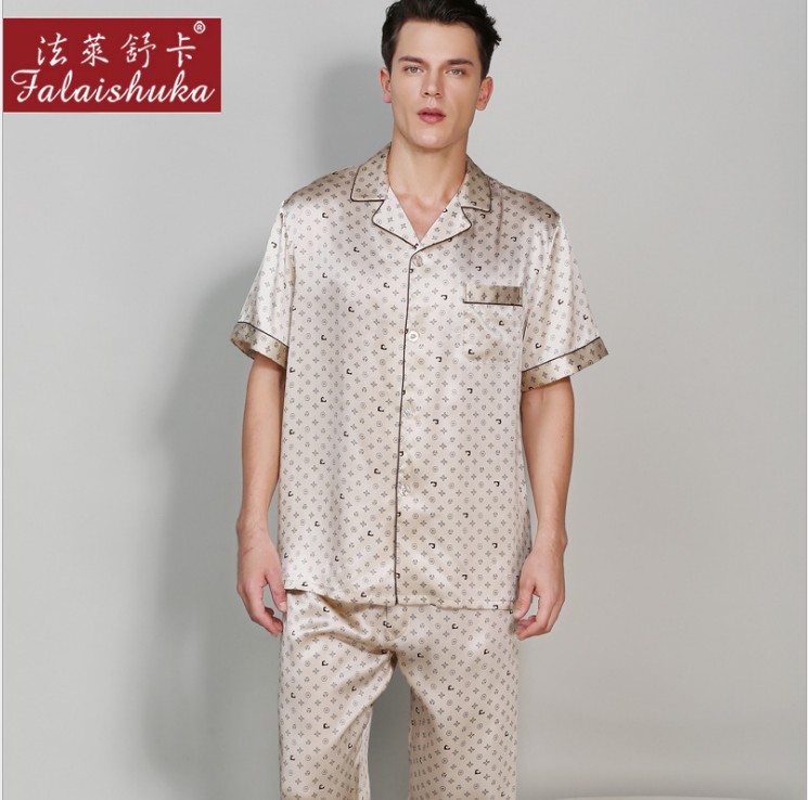 法莱舒卡杭州中年开衫真丝睡衣