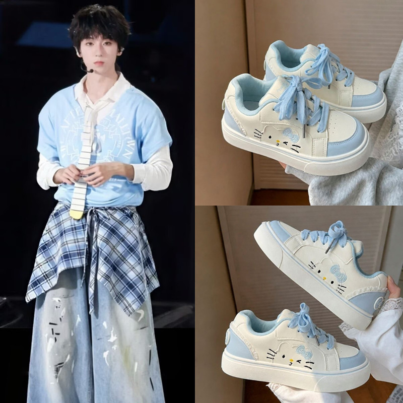 TF家族杨博文同款小白鞋设计感可爱猫咪板鞋2026秋厚底百搭休闲鞋