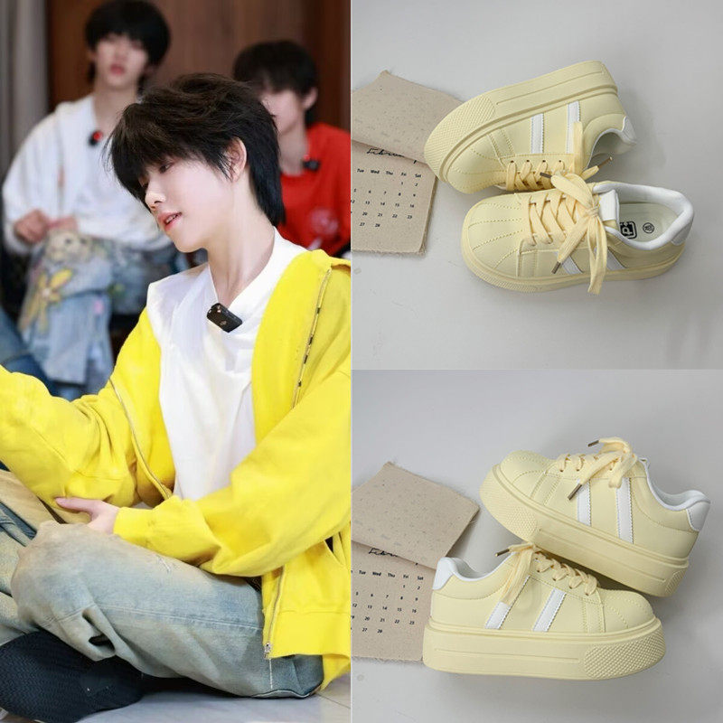 TF家族4代陈奕恒同款百搭超火厚底板鞋春季小个子小白鞋面包鞋潮