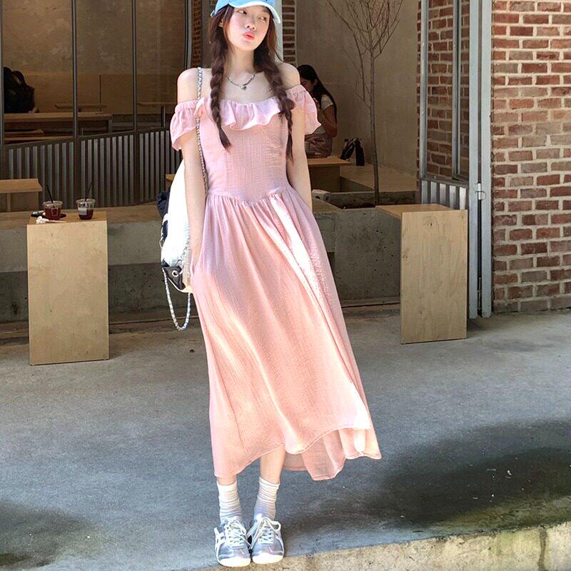 春夏基础简约通勤连衣裙女V领显瘦百搭长裙女潮流