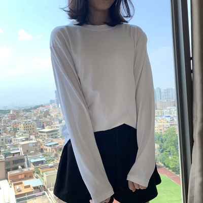 显高显瘦衫女圆领百搭长袖t恤