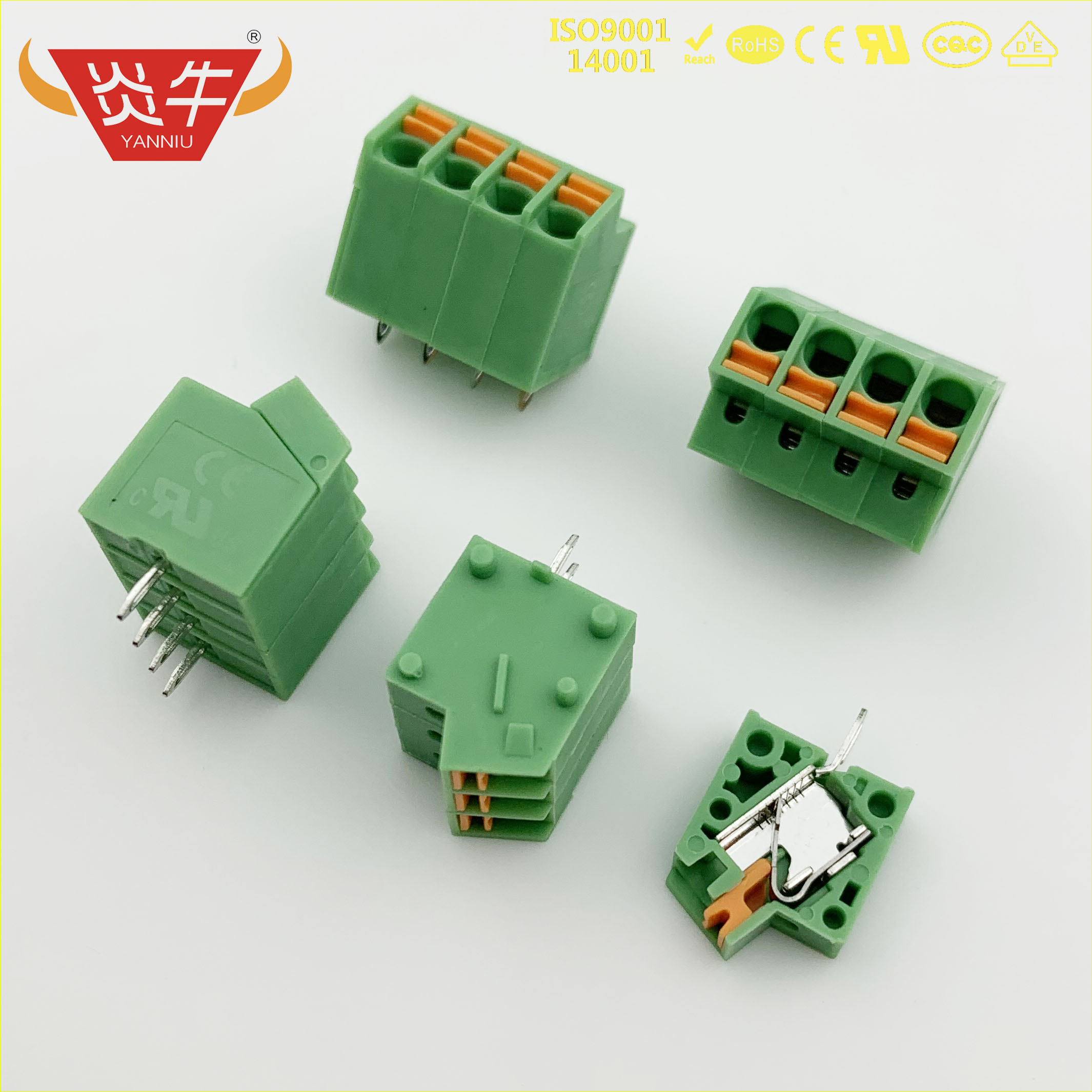 弹簧式PCB接线端子DG246 KF250NH 3.5mm SPTA1接插件连接器凤凰柱