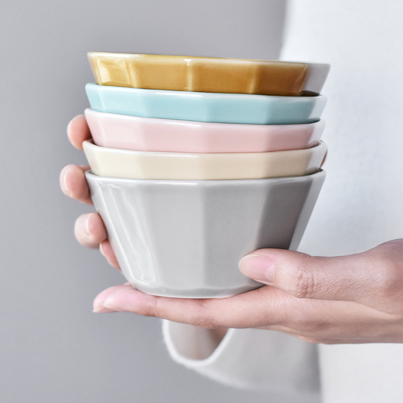 波佐见烧马卡龙色沙拉甜点碗