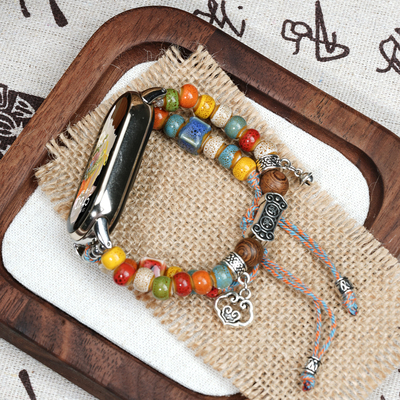 原创彩陶适用小米手环10表带9pro腕带8/7/6七八九十新中式nfc表链