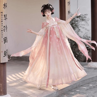 唐制汉服女齐胸襦裙刺绣国风日常汉春夏服薄款 九笙原创 花瑶