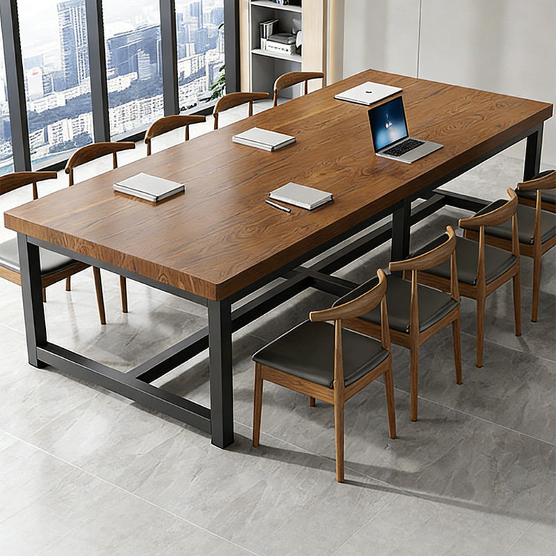实木会议桌长条桌简约书桌现代咖啡餐桌长方形洽谈桌大板桌办公桌