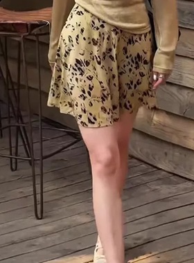 清仓捡漏折扣店撤柜女装黄色碎花雪纺半身裙高腰显瘦时尚百搭短裙