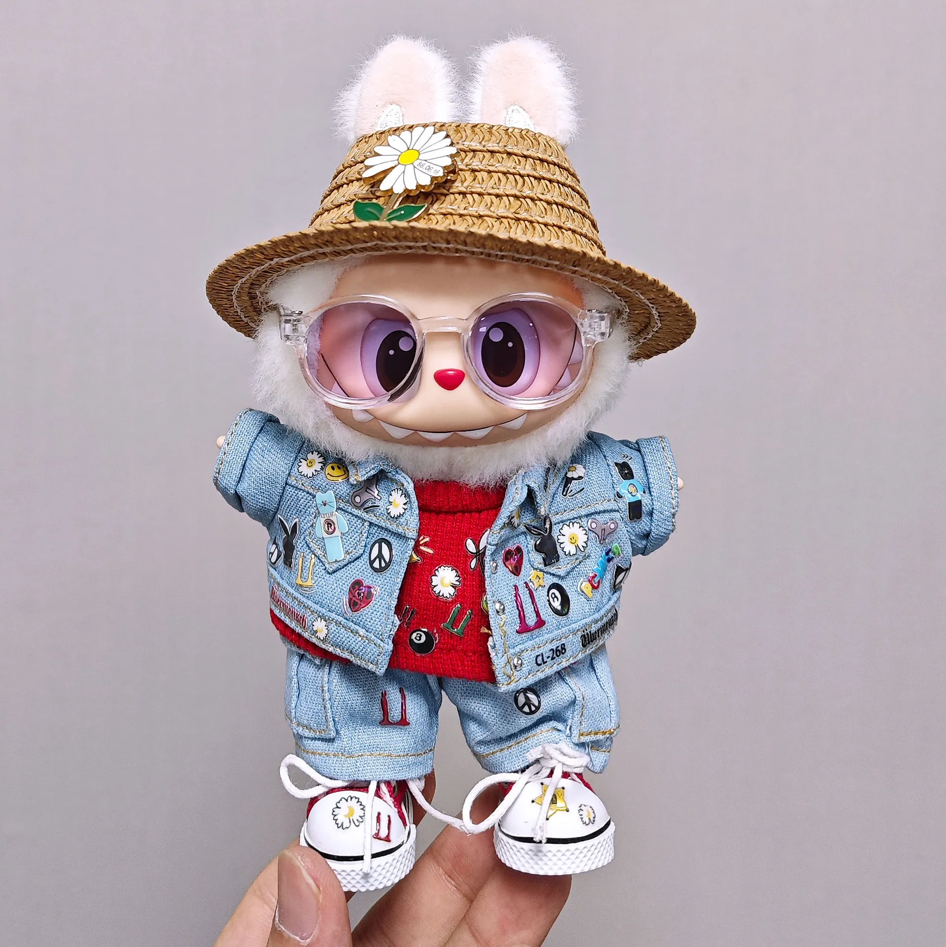 【小GD】labubu娃衣权志龙GD牛仔外套拉布布衣服123代通用娃衣