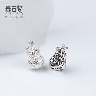 S925素银个性镂空葫芦挂坠吊坠手工DIY饰品配件