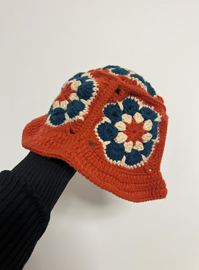 手工DIY钩织材料包渔夫帽泫雅风ins电影感女主秋冬祖母格帽子自制