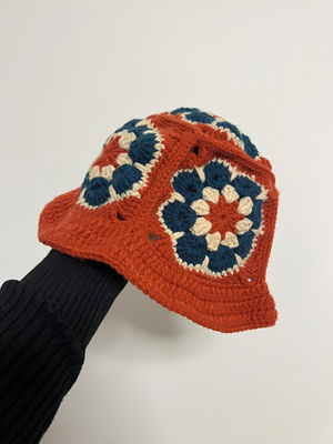 手工DIY钩织材料包渔夫帽泫雅风ins电影感女主秋冬祖母格帽子自制