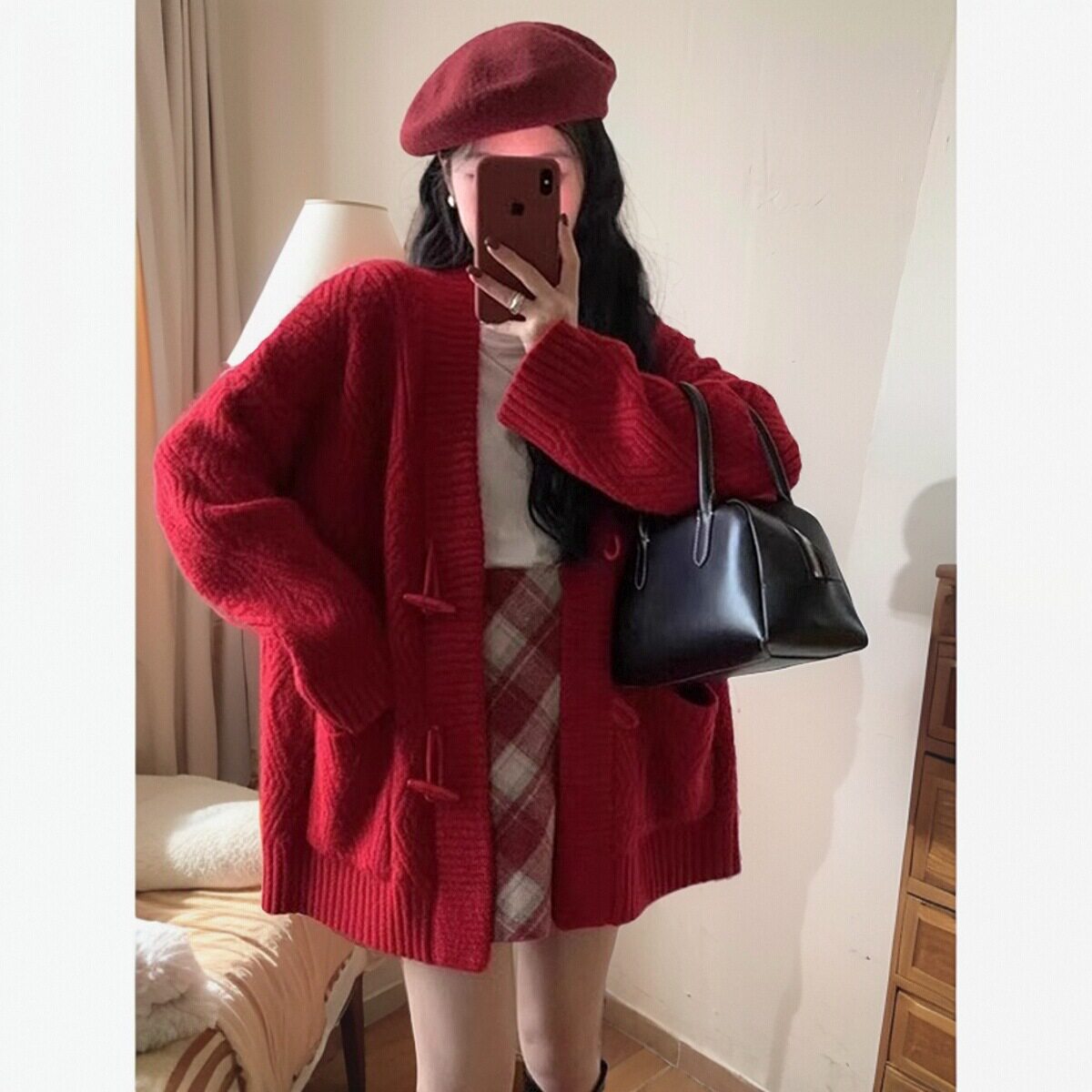 冬季中长款遮屁股大毛衣外套上衣