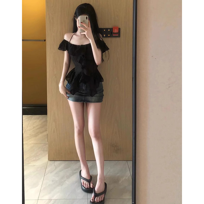 纯欲风一字肩上衣裙子两件套装女