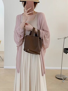 日系温柔风中长款冰丝针织防晒开衫女夏季薄款外搭空调衫披肩外套