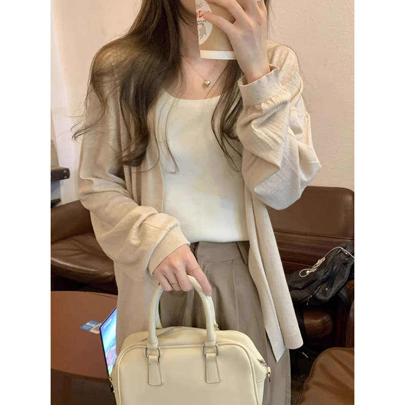 薄纱长袖针织防晒开衫女披肩罩衫