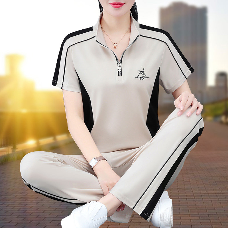 韩系冰丝运动服套装女夏季显瘦
