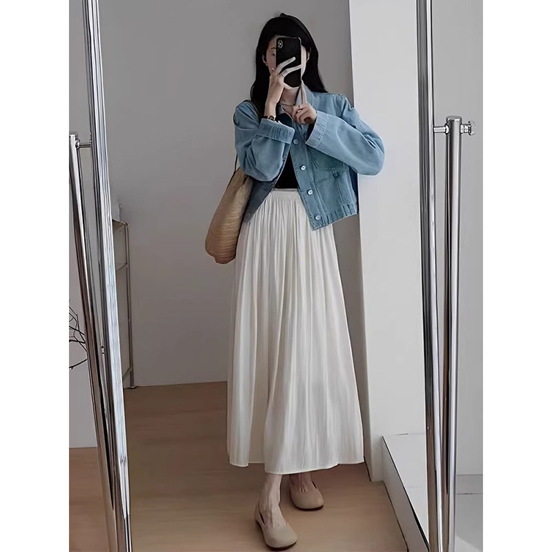 雪纺百褶半身裙女a字仙女长裙