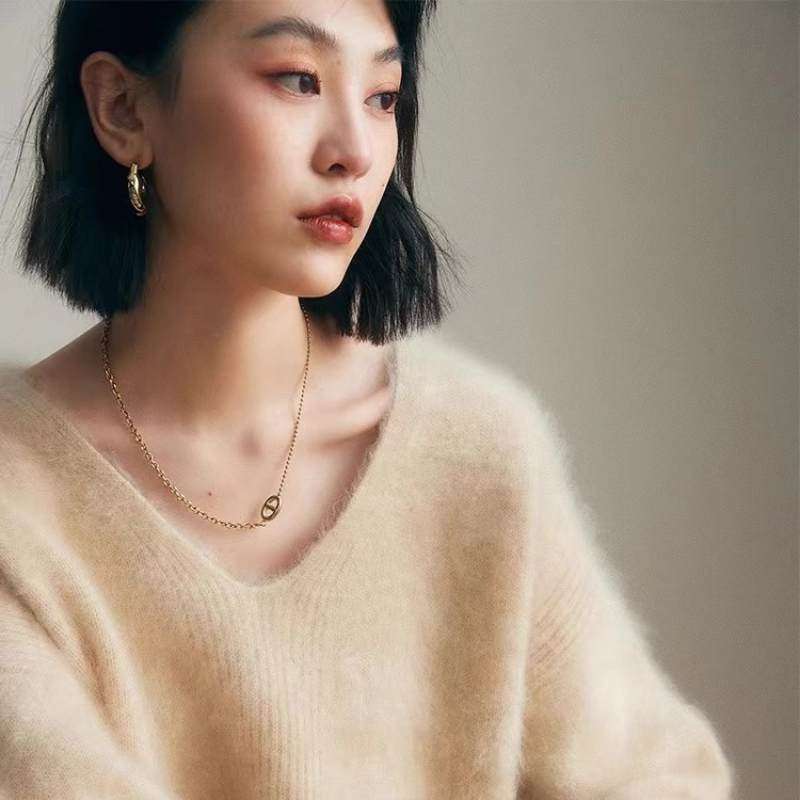 高级感v领加厚慵懒针织衫上衣