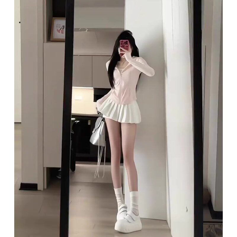 日系冰丝防晒衣女2025年夏季新款修身粉色运动上衣短款外套瑜伽服