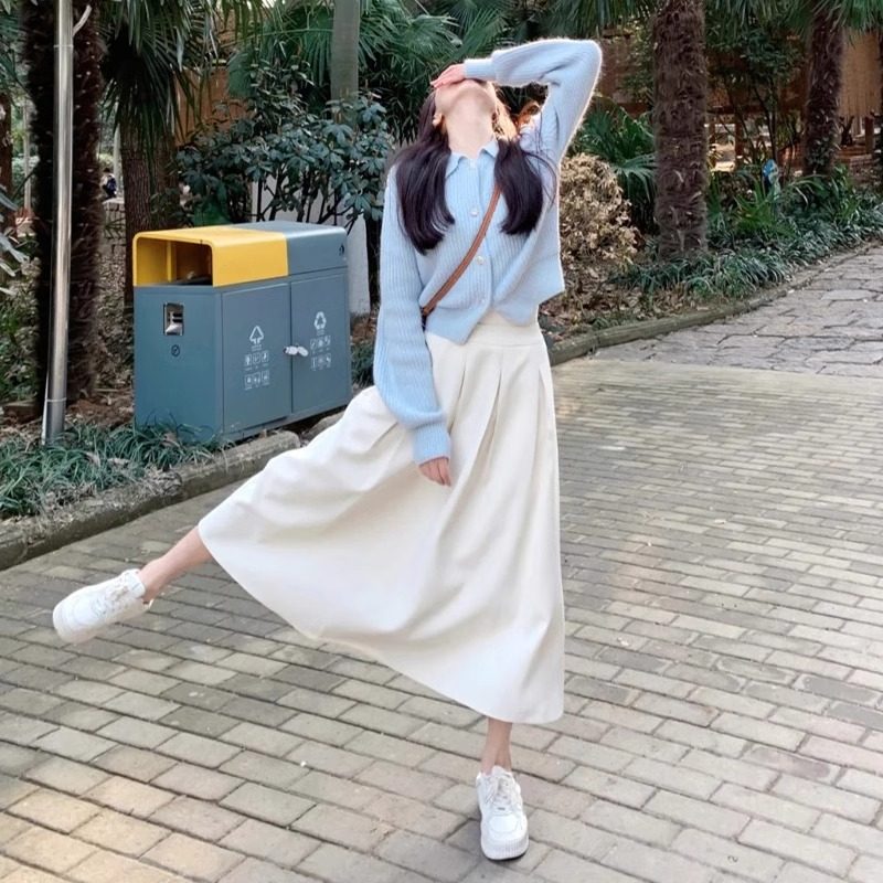 初秋季小个子甜美气质长裙套装