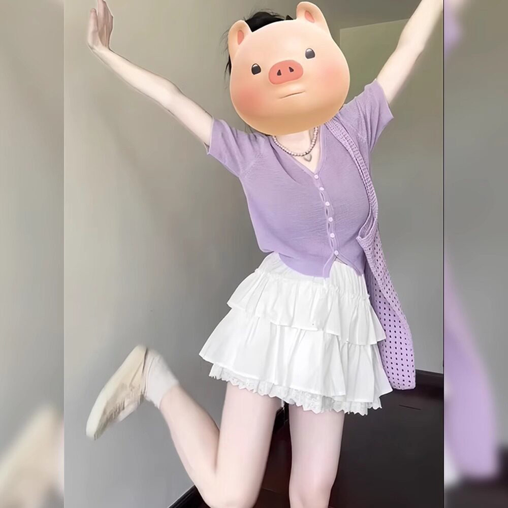 多巴胺穿独特绝美针织短裙套装女