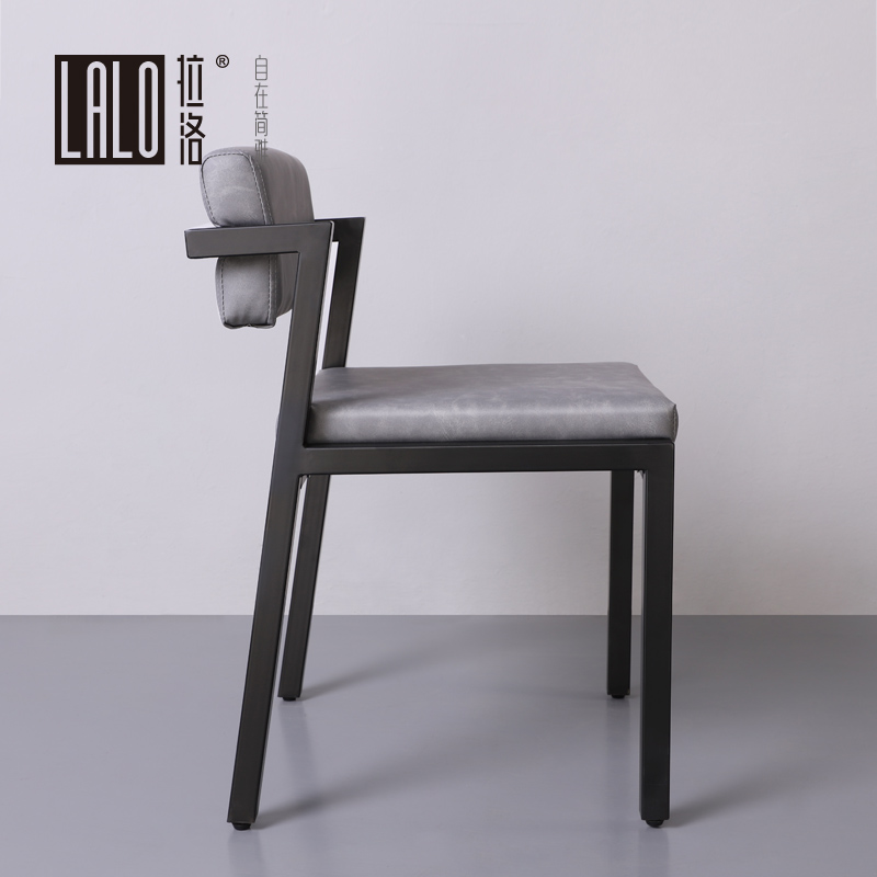 拉洛极简线条水泥灰咖啡椅柜台