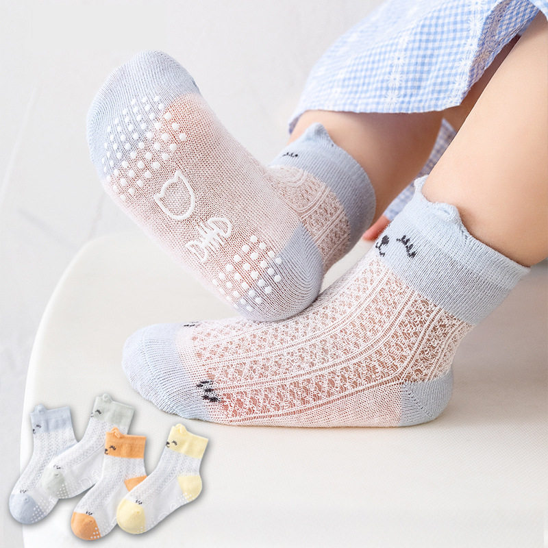 网眼婴儿袜子防滑夏季透气薄款