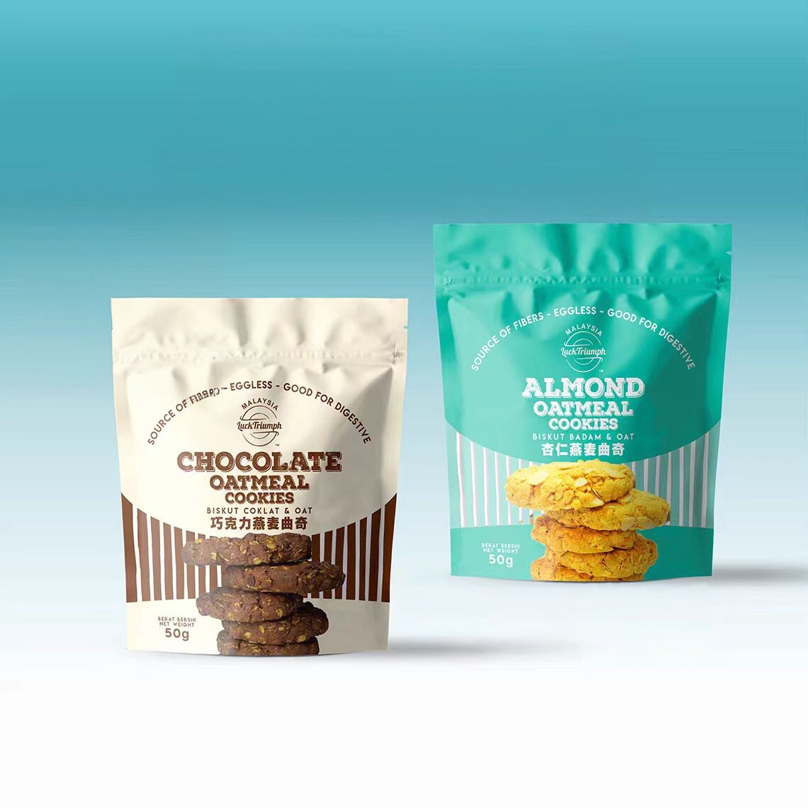 马来西亚进口燕麦曲奇饼干巧克力杏仁夹心饼干休闲零食下午茶点心
