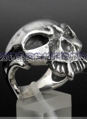 饰品925银复古镂空骷髅男士尾戒