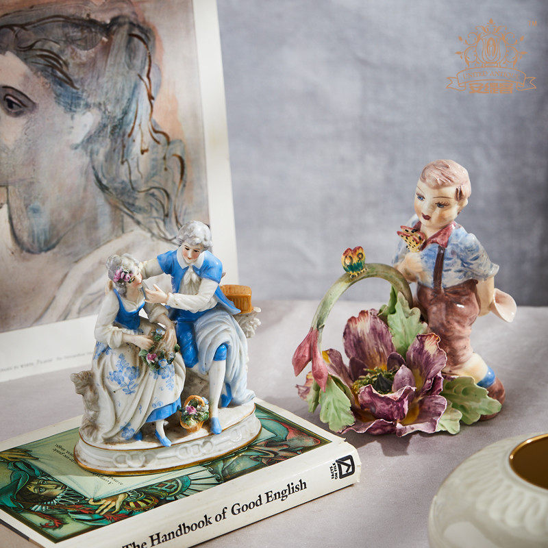 瓷娃娃可爱陶瓷偶ins复古风手工艺品创意家居欧式小奢华中古摆件