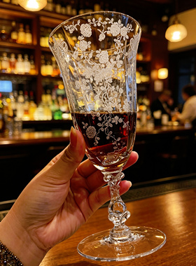 新品蚀刻剑桥玫瑰点系列冰茶杯