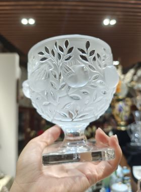 法国莱俪浮雕小鸟花瓶