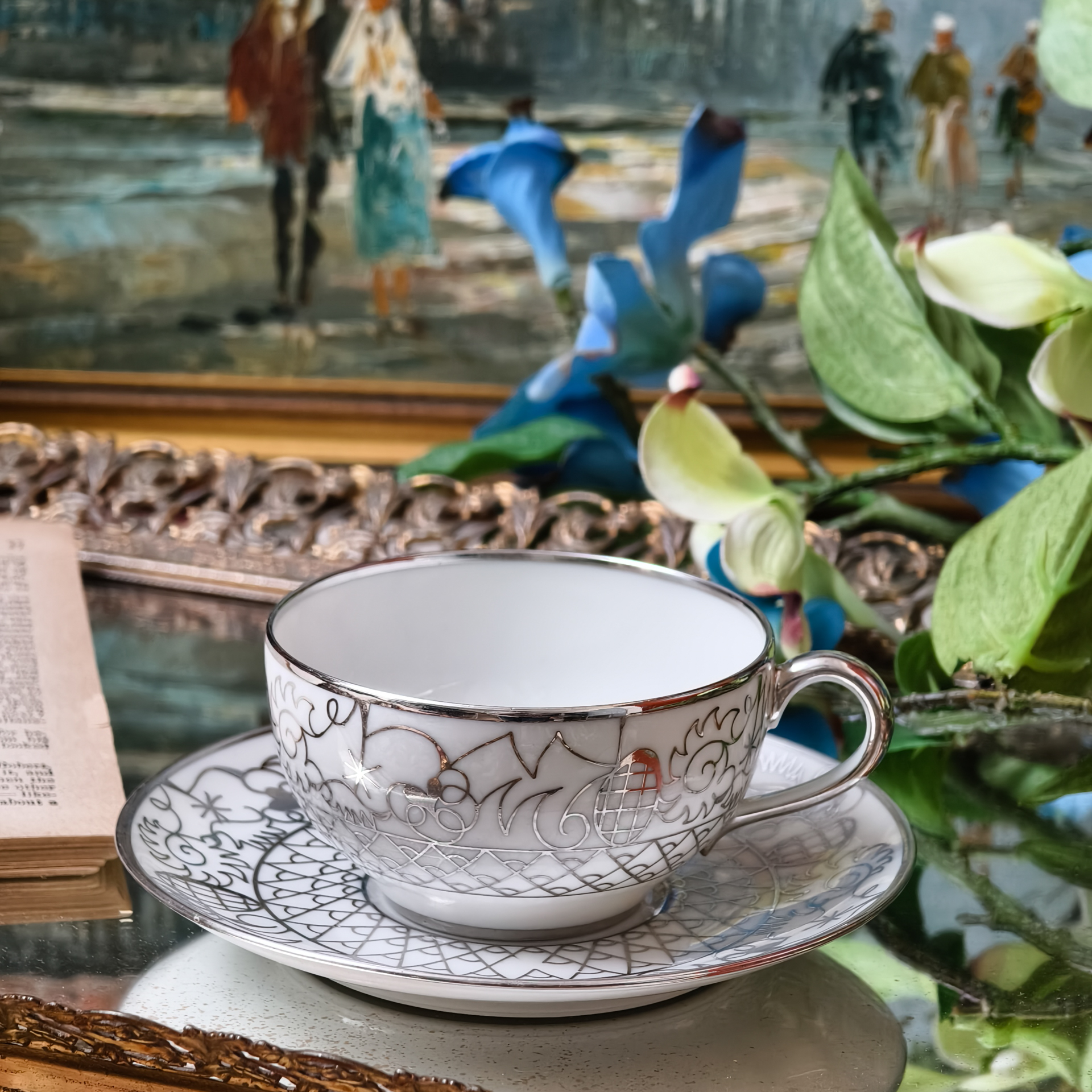 陶瓷咖啡杯茶杯ins宫廷风鎏银