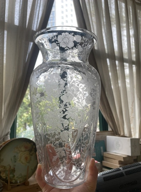 稀有蚀刻大花瓶 美国剑桥野花系列