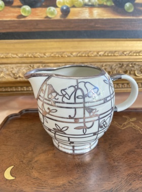 纯银包边花卉陶瓷奶壶