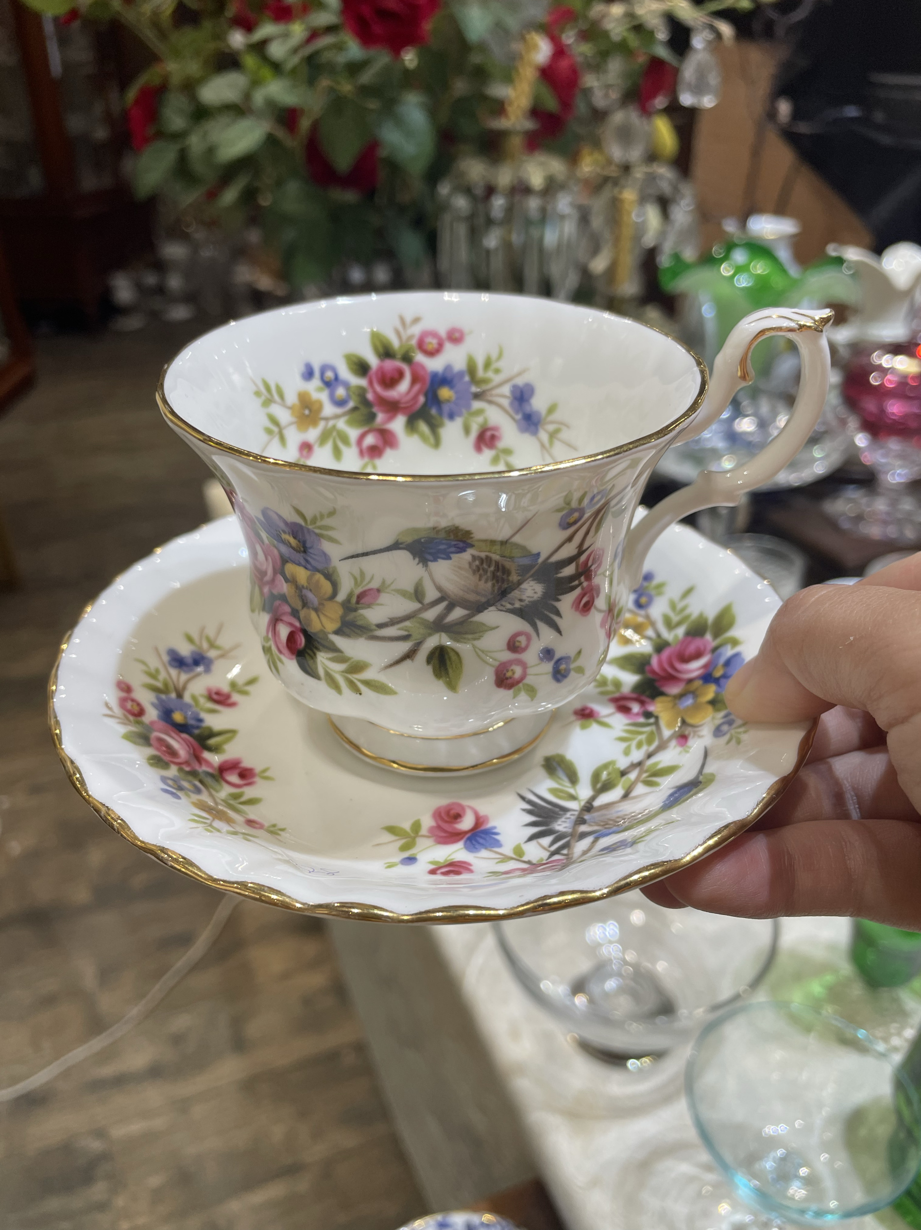 新品皇家阿尔伯特雀鸟花英国骨瓷杯红茶杯