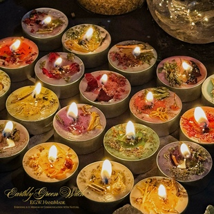 E.G.W原创小蜡烛 植物水晶蜡烛愿望香熏手作蜡烛大豆蜡