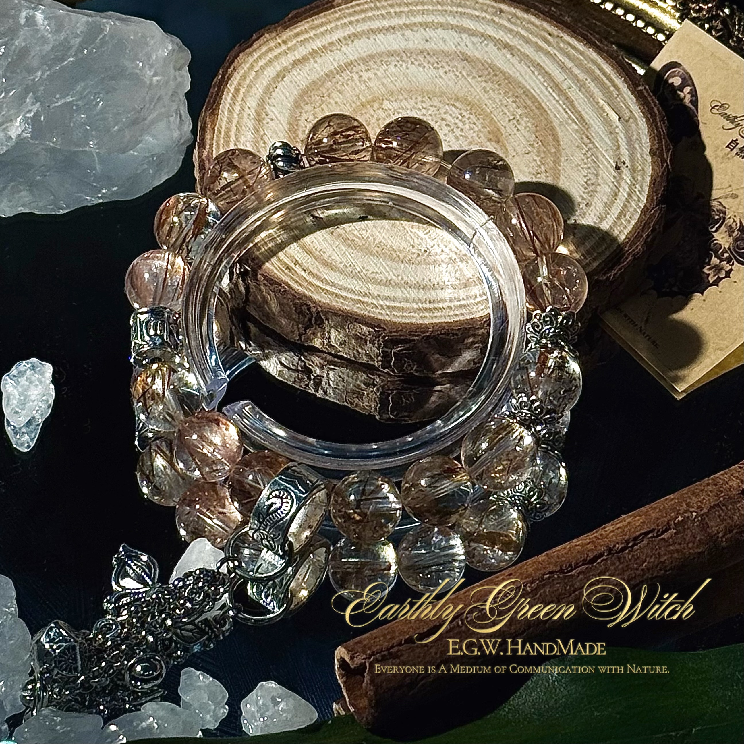 「暮秋影」个人守护系列天然水晶手串 黑金超七水晶手串手链