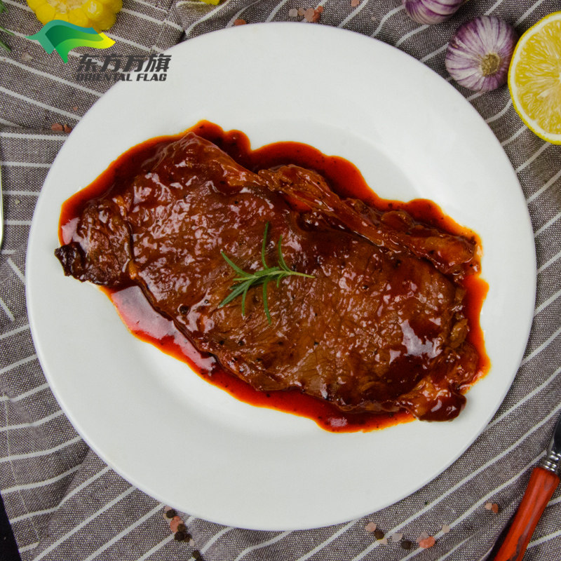 东方万旗内蒙古新鲜牛肉1000g速冻原切牛排外脊眼肉切片送黑椒酱