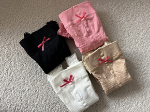 亏清 女防走光打底 外贸日单中高腰蝴蝶结收腹提臀蕾丝花边一分裤